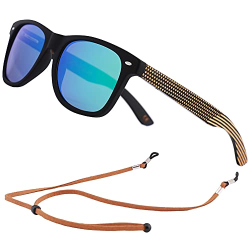 Image of Mens Polarized Wood Sunglasses for Men Women, Womens Sunglasses Wooden Sides Bamboo Glasses