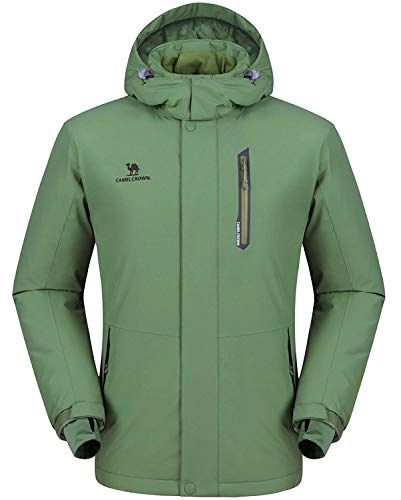 CAMEL CROWN Chaqueta Impermeable con Capucha para Hombre, A Prueba de Viento Chaqueta de Esquí con Forro Polar, Jacket Invierno para Montaña Cámping Viajes Snowboard Deportes Múltiples Bolsillos