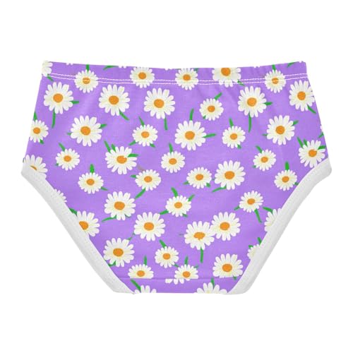 Joisal Cotton Toddler Underwear Floral White Daisies Lavender Purple Cute Panties Girl Cartoon Briefs Kids Undies 2t2
