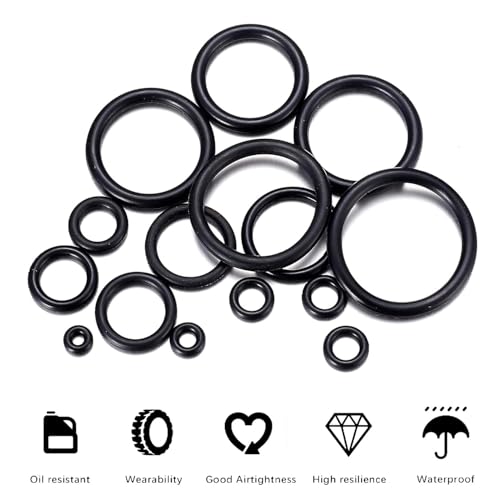 Newoutset 200 Stück O Ring Dichtungsringe, 15 Größen Gummischeiben Dichtungs, elektrische Dichtungssatz, isolierende Rohrleitungen Klempner Unterlegscheiben Sortiment Set
