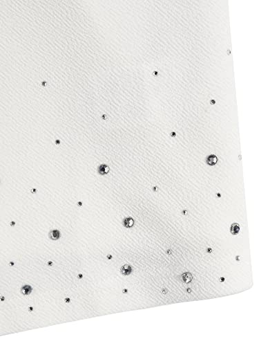 Wdirara Women's Elegant Long Sleeve Blazer Open Front Rhinestone Suit Jackets White Solid Xxl #TOP3