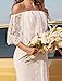 Women's Lace Beach Wedding Dresses for Bride Off Shoulder Country Bridal Dress Bohemian Wedding Gown with Train Champagne US12
