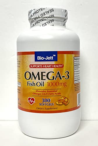 Bio-Jett Fish Oil Dietary Supplement, Omega-3-6-9, Supports Heart Health, 1000 Mg, 300 Rapid Release Softgels