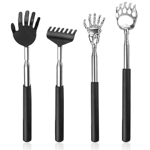 Rascador Trasero, 4Pcs Rascadorde Espalda Telescópico de Acero Inoxidable Portátil Espalda Rascador Rascador de Espalda Portátil para aliviar la picazón espalda