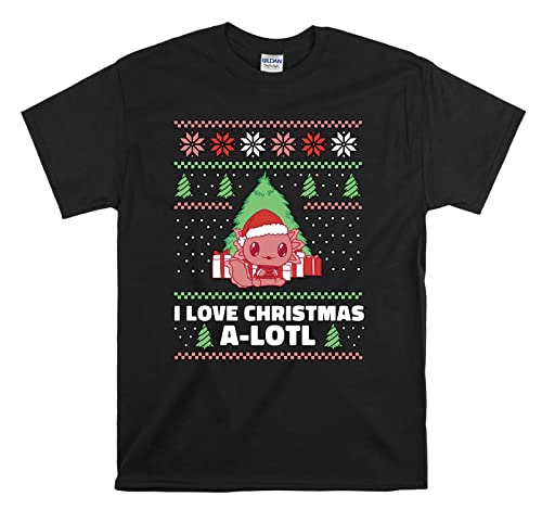 T-shirt Axolotl Noël Noir L : Finis les Pulls Festifs qui Grattent