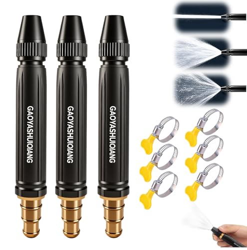 Home High-Pressure Car Wash Water Gun with Booster Nozzle and Hose Heavy Duty Adjustable Twist Hose Nozzle Jet Sweeper Nozzle for Watering Plants and Vegetables(3PCS)