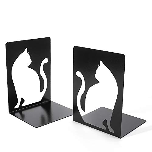 Lovely Persian Cat Decorative Bookends Book Ends For Shelves, 3Pair Non Skid Metal Bookend For Heavy Books, Book Divider Decorative Holder, Animal Design Book Stopper Supports For Office Home #TOP1