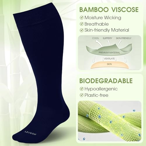 Image of LEVSOX Wide Calf Compression Socks for Women&Men Plus Size 15-20mmHg Knee High Large Support Stockings for Circulation
