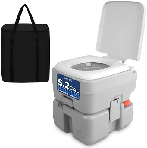 SerenLife Portable Toilet - 5.2 Gallon Camping and RV Porta Potty, Flushable, Leak Proof and Detachable Waste Tank, Ideal for Road Trip, Boats, Travel and Hiking Gear Essentials