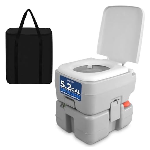 SereneLife Portable Toilet with Carry Bag – Indoor Outdoor Toilet with CHH Piston Pump & Level Indicator – 5.3 Gallon Large Waste Tank – 100-120 Flushes for RV, Camping, Hiking & Boating