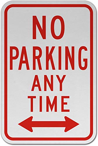 Vinyl Stickers - Bundle - Safety and Warning & Warehouse Signs Stickers - No Parking Any Time Sign (Double Arrow) P5-6 Pack (24" x 30")