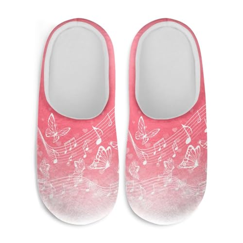 Jeiento Slippers for Women Warm Memory Foam Comfy Spa Slipper Indoor Outdoor ShoesMusic Note Pattern House Slippers with Anti Skid Sole