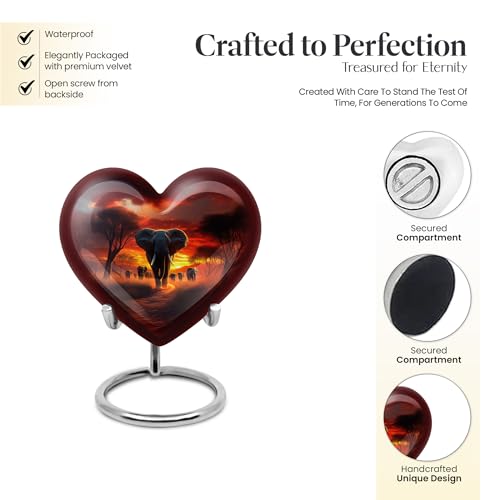 Image of Elephant Urn Small Burial Urn for Mom & Dad 3 Inch 4 Qty | Keepsake Funeral Urns for Human Ashes Adult Man Decorative Urns for Male