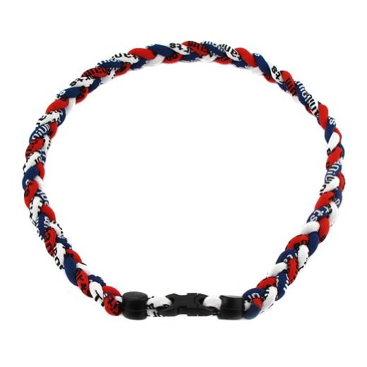 MapofBeauty 18" Sport Three Colors Three Braided Rope Tornado Necklace (Dark Blue/Red/White)