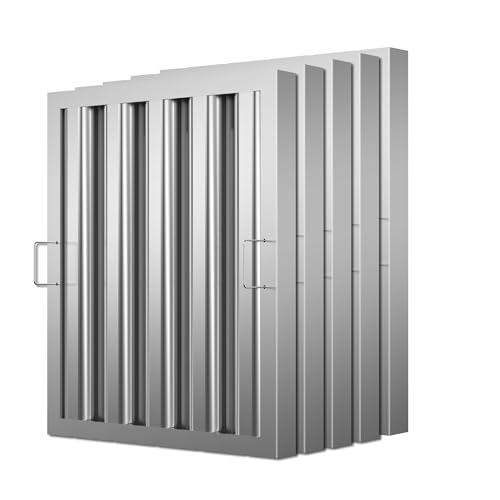 Stainless Steel Commercial Kitchen Hood Filter 19.5 W x 15.5 H Inch Range Hood Baffle for Grease Rated Commercial Kitchen Exhaust Hood 4 Grooves Hood Filter (5 Pack) by HYITCL - Used condition - US$84.47