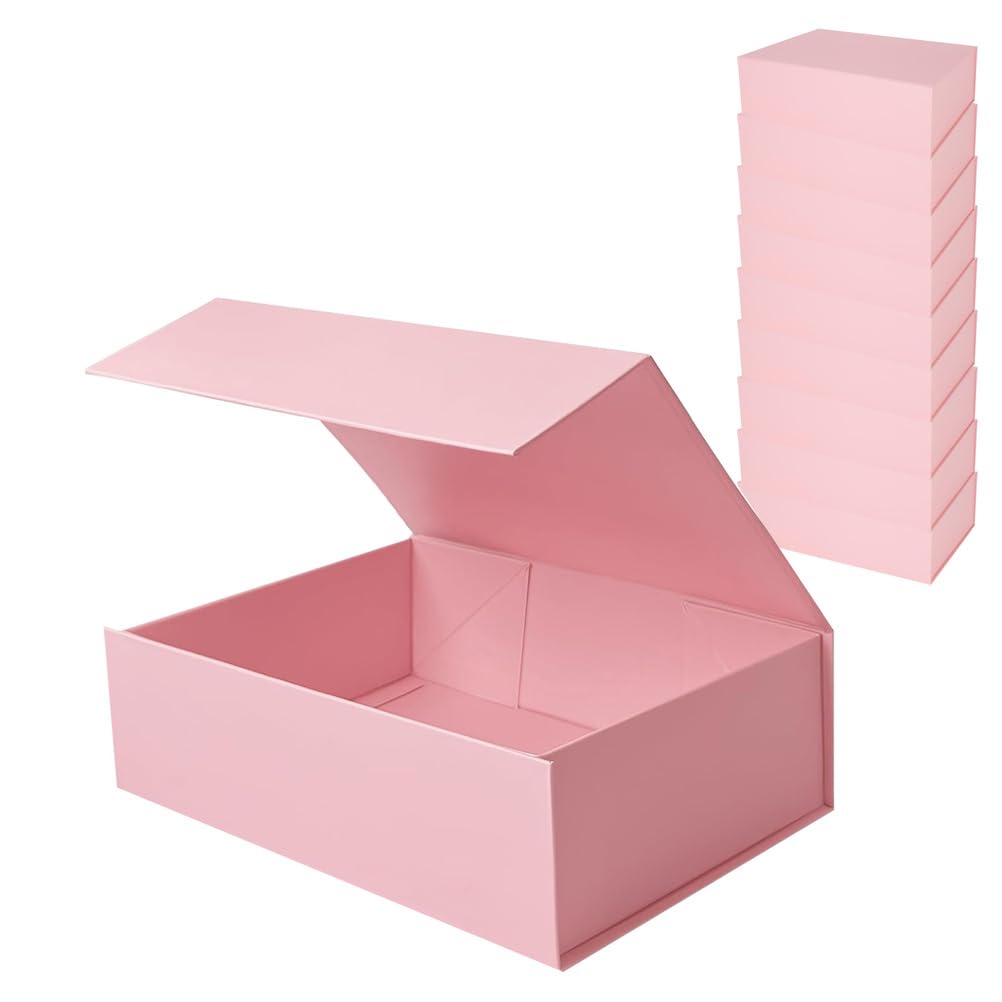 10 sztuk różowych pudełek prezentowych z magnetycznymi pokrywkami, Prostokątne składane pudełka dekoracyjne, na ślub, Boże Narodzenie, urodziny,Pink 10 pack,10.2×7.5×3.1in