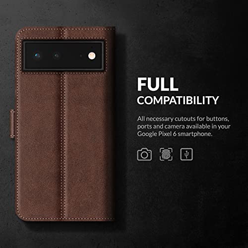 SURAZO Leather Wallet Mobile Phone Case Compatible with Google Pixel 6, Flip & Fold Smartphone Case with Stand, RFID Blocker - Image 4