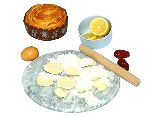 Kota Japan Premium Natural Stone Marble Round Cutting, Serving And Cheese Tray Board | 11.75" X 0.75" Stone Plate For Kitchen, Parties Or Bathroom Vanity #TOP4