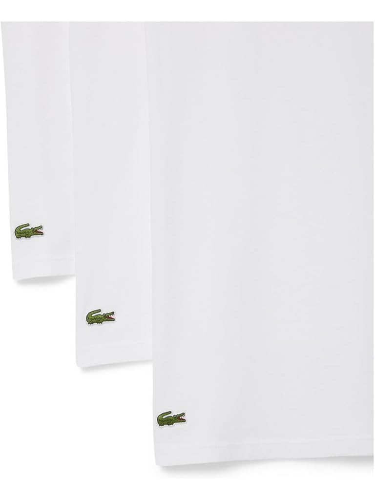 White Lacoste 100% Cotton Slim Fit Crew-neck T-shirt 3-pack