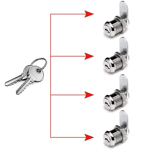 YOUTU® 4 Stück Briefkastenschloss Möbelschlösser Zylinderschloss Zylinder Cam Lock Schrankschloss Spindtürschloss Schubladeschloss, mit 8 Schlüsseln Alle Schlüssel sind gleich (25mm)