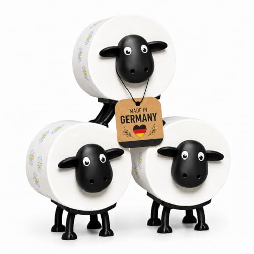 CADOVATION Für ALLE Rollengrößen geeignet Toilettenpapierhalter Schaf Klorollenhalterung aus Biokunststoff Lustige Badezimmer Deko 3er Set Made in Germany