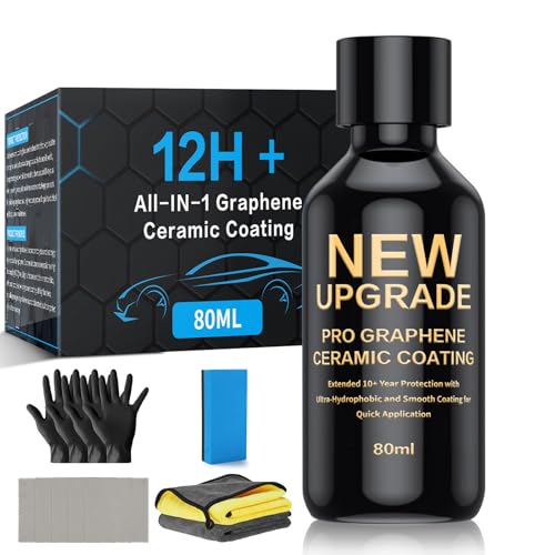 WEYSTOM Graphene Ceramic Coating for Cars (80ML) - 10+ Year Protection, Hydrophobic Shield, Scratch Resistance, Ultimate Car Detailing Kit, High Gloss & Easy Application (DJY-12H)