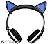 Glowing Cat Ear Headphones, Gifts For Her Over-Ear Foldable Headsets Kids Cosplay DJ Fancy Gaming Earphone for iPhone, Android Mobile Phone, PC, Macbook