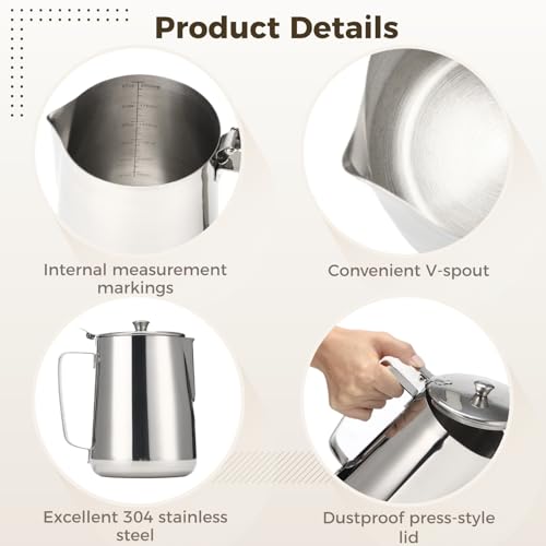 2Pcs Stainless Steel Pitcher with Lid, 67 oz/2000 ml Large Capacity by FELISTORY - Image 3