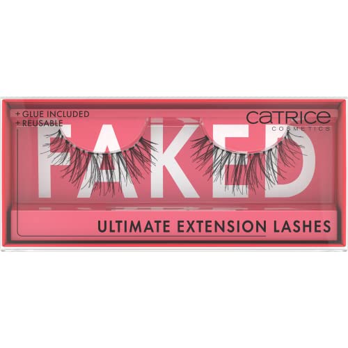 Catrice Faked Ultimate Extension Lashes, künstliche Wimpern, Schwarz, langanhaltend, Falsche Wimpern-Effekt, ohne Mikroplastikpartikel, Nanopartikel frei, ohne Parfüm, ölfrei, 1er Pack (1pair)