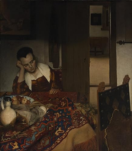 Poster Vermeer Fille endormie toile 50x70 décoration murale chambre