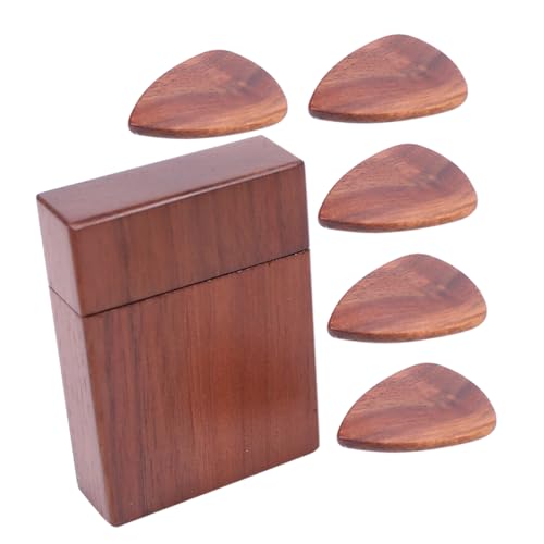 JOINPAYA Guitar Pick Holder Case Walnut Wood Guitar Pick Storage Box Compact Design for Musicians Craftsmanship Sturdy and Portable