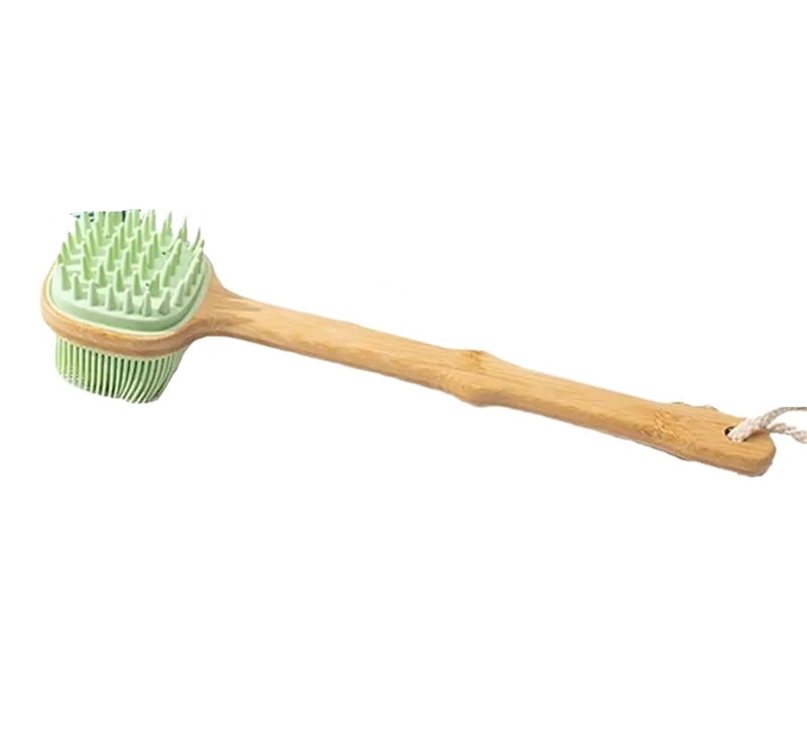 Cepillo De Espalda 2 uds cepillo de silicona frotador de espalda cepillo de ducha con mango largo de madera herramienta de limpieza de masaje corporal exfoliante de piel seca Para Limpiar La Espalda(G