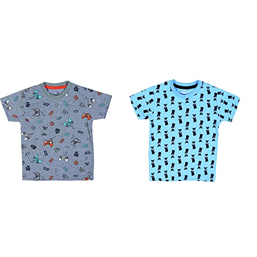 Image of Round Neck Tshirts | Half Sleeves Cotton Printed T Shirts Regular Fit for Boys (Pack of 2)