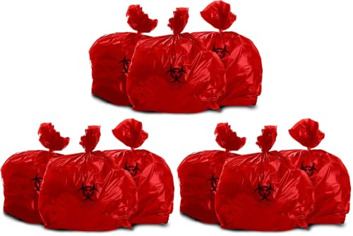 Image of Oakridge Heavy Duty 10 Gallon Biohazard Waste Disposal Bags (Roll of 100) - Professional Grade (Pack of 3)