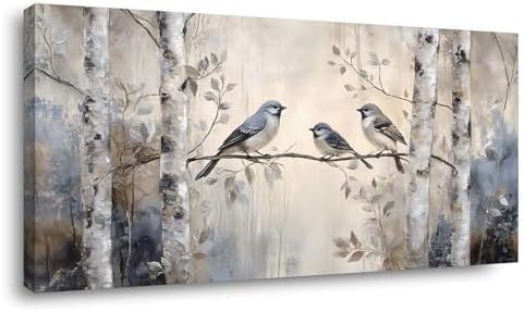 Amazon.com: Serene Birds on Branch Canvas Wall Art Print Vintage Birch ...