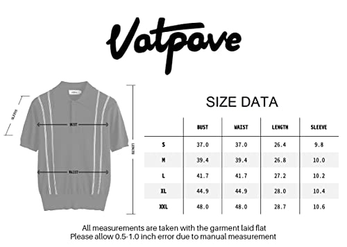 Vatpave Mens Knit Polo Shirts Casual Vintage Short Sleeve Striped Golf Shirt Medium Aqua Blue Summer #TOP6