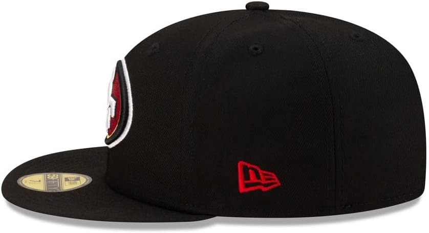New Era NFL 59FIFTY San Francisco 49ers Black Team Color Logo Authentic Collection Fitted On Field Football Cap Hat