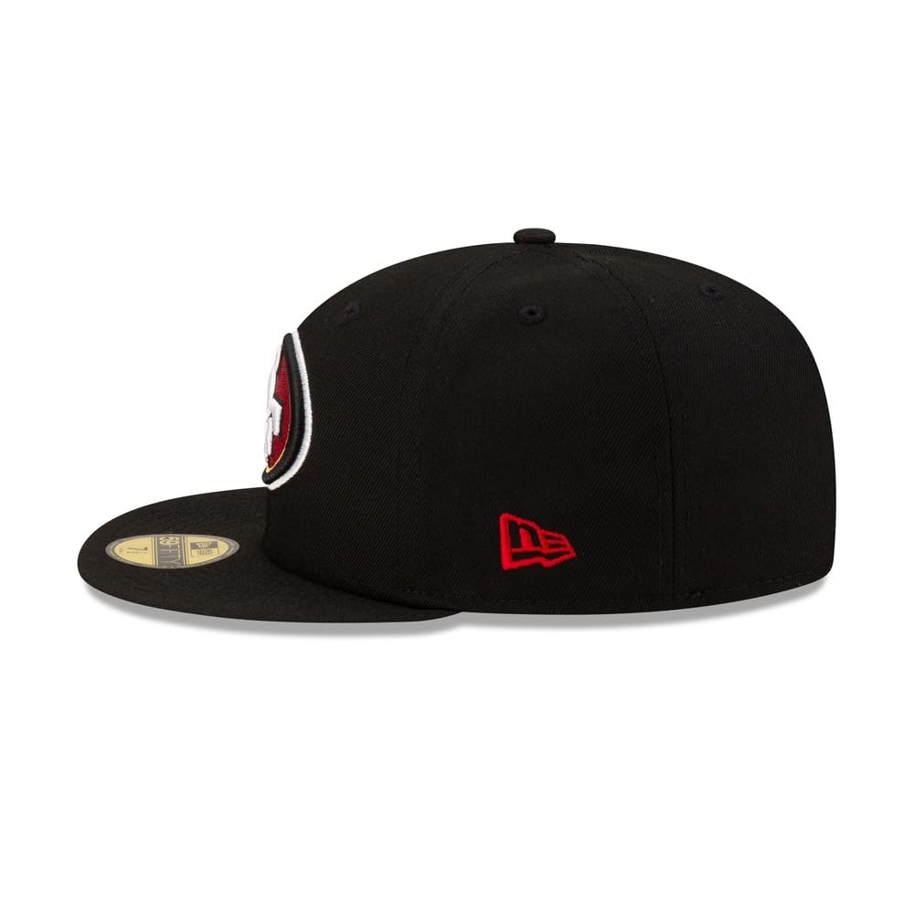 New Era NFL 59FIFTY San Francisco 49ers Black Team Color Logo Authentic Collection Fitted On Field Football Cap Hat