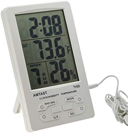 AMTAST Digital Indoor Outdoor Thermometer Hygrometer Gauge Humidity Test Meter Temperature Monitor with External Sensor
