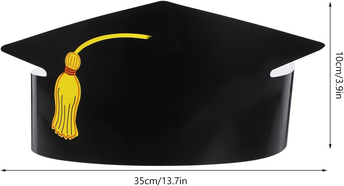 Doctor Paper Hat Props, 12pcs Graduation Cap Decorations with Golden Tassels Adjustable Kids Adults Graduation Party Props - Image 6