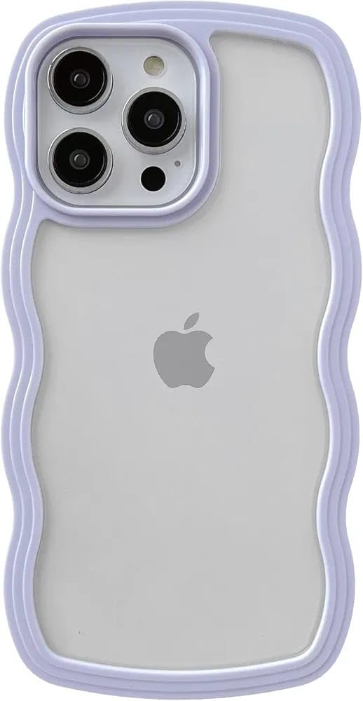 Erams Online Compatible with for iPhone 15 Pro Max Case, Cute Curly Wave Frame Clear Case for Girls Women, Transparent Soft Silicone TPU Bumper Shockproof Protective r for iPhone 15 Pro Max (Purple) (B0D9P5NHQS) Amazon Price History, Amazon Price Tracker