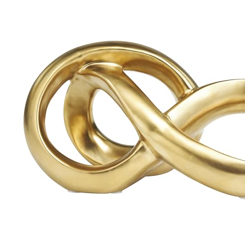 Deco 79 Ceramic Abstract Decorative Sculpture Infinity Loop Home Decor Statue, Accent Figurine 11" x 5" x 5", Gold - Image 3