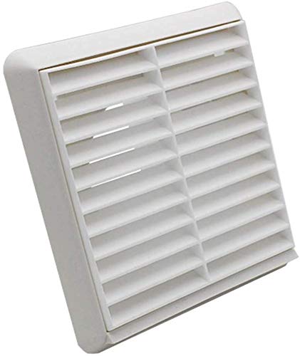 Frs White Fixed Louvered Wall Vent Grille 100Mm / 4" Spigot External Exterior Ducting Air Round Flyscreen
