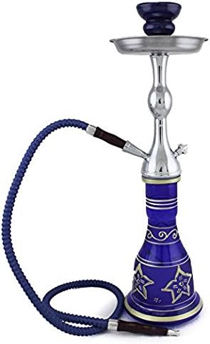GStar Convertible Series: 18" 1 or 2 Hose Hookah Complete Set w/Case - Majestic Glass Vase (Santorini Blue)