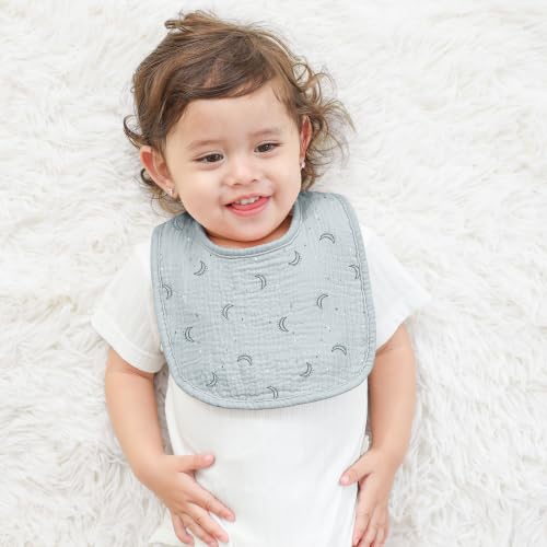 Image of Susurration Muslin Baby Drool Bibs 6Pack Soft Square Adjustable Baby Bandana Bibs for Unisex Girls & Boys