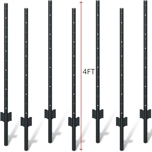 Image of 6 Pack Metal Fence Post, 4 Feet Heavy Duty Garden U-Post for Temporary Fencing, Fence Stakes for Wire Fence, No-dig Temporary Fence Posts (6)