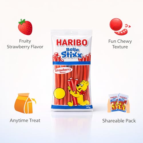 HARIBO Balla Stixx Gomas sabor fresa 140 g miniatura 3