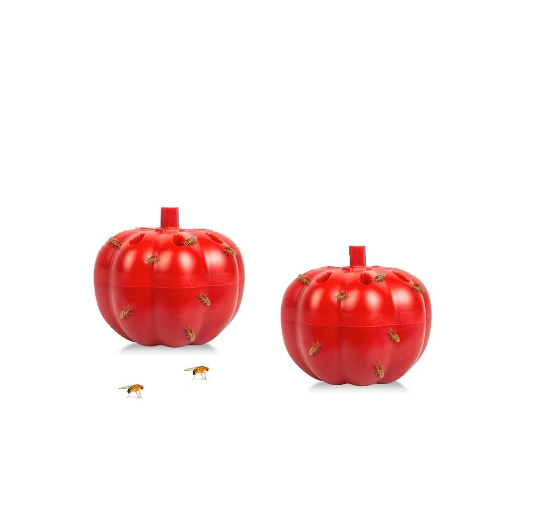 Fruit Fly Traps Indoor,Gnat Control Traps Reusable Pumpkin Shape Safe Non-Toxic Fly Killer Catcher for Home and Kitchen Tool (2pcs)-image-38