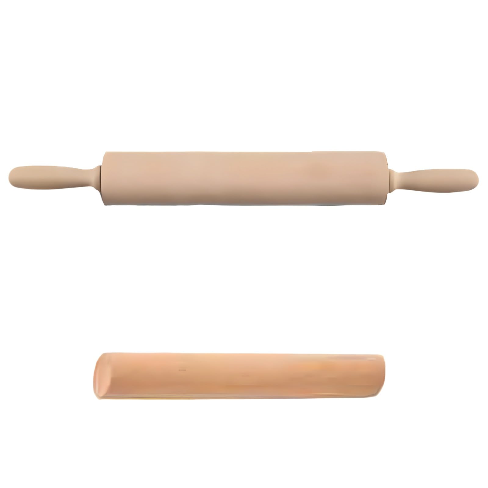 Lot de 2 rouleaux à pâtisserie en bois de hêtre, tube de 25 cm, bâton assorti, poignées confortables, rotation à 360 degrés, format compact, facile à nettoyer, bois brun clair