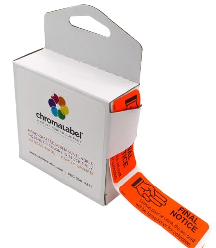 ChromaLabel 1 x 2.25 Inch Accounts Receivable Labels Collections Late Invoice Stickers, 250 Stickers per Dispenser Box, Red, Imprinted: Final Notice